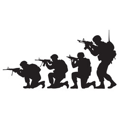 Obraz premium Silhouette of modern troops in Middle East silhouette