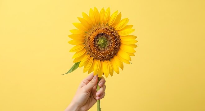 hand holding sunflower - Powered by Adobe