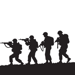 Obraz premium Silhouette of modern troops in Middle East silhouette