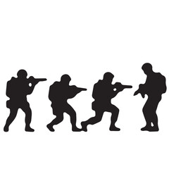 Fototapeta premium Silhouette of modern troops in Middle East silhouette
