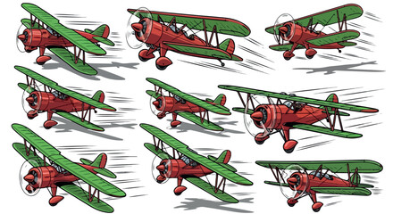 Red biplanes flying in formation © Pandaman1102