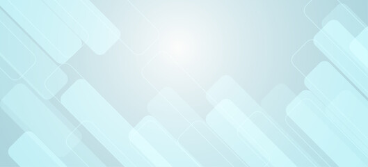 Obraz premium Abstract Blue Light Technology Background with Minimal Geometric Rounded Rectangles and Data Lines