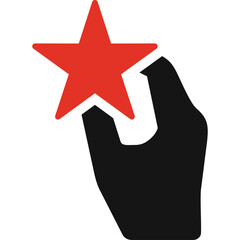 Red Star Held By Black Hand Silhouette Transparent Background Graphic Symbolizing Achievement Success Award Recognition And Quality