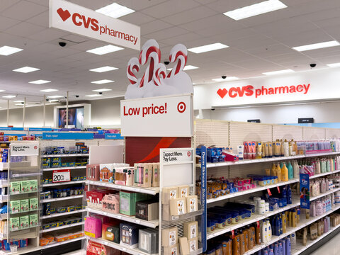 Interior of a California CVS pharmacy inside a local Target Store