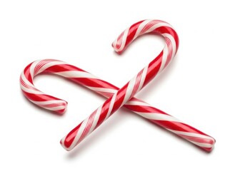 Fototapeta premium Two candy canes forming a heart shape isolated on white background