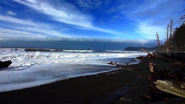 a video of Rialto Beach shoreline in Olympic National Park Washington State