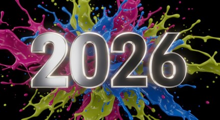 Happy New Year 2026 Celebration Greeting Card Festive Holiday Background with Sparkling Party Design