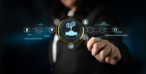 Financial investment strategy for business growth and wealth management. A concept of funding, stock market analysis, and global economic growth. Motif