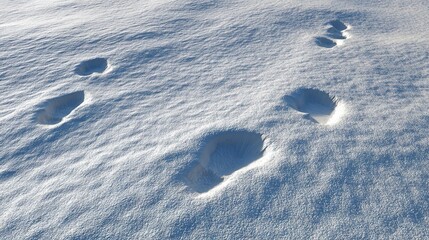 Naklejka premium Scattered Footprints on Snow Creating a Quiet Winter Atmosphere