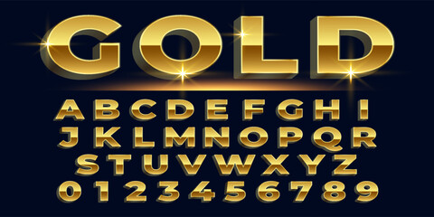 Golden alphabet set, dark background. eps 10 © Samsul