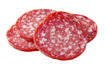 Sliced sausage rounds with fat, on black