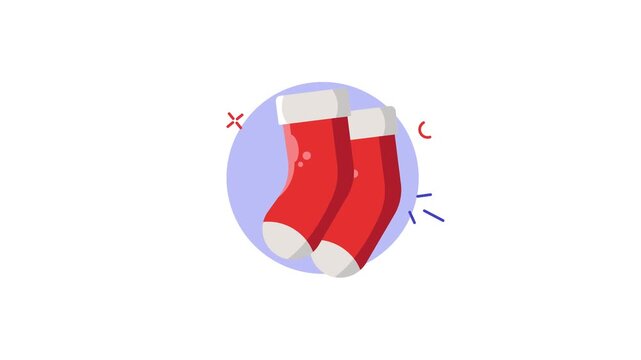 Pair of Red Christmas Stockings with White Cuffs and Snowflakes Festive Holiday Decoration.