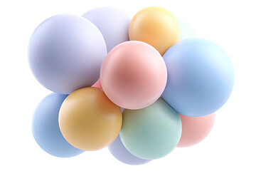 Pastel-hued spheres clustered closely. Soft, gentle light