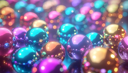 Vibrant Reflective Spheres with Bokeh Background