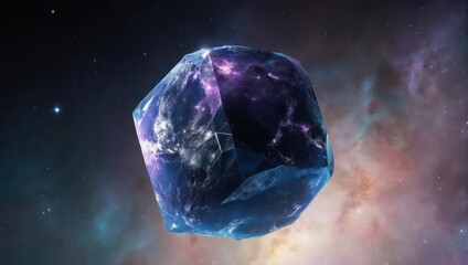 Obraz premium Cosmic Gemstone Floating in the Vastness of Space, Celestial Beauty.