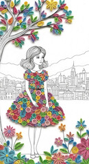 little girl with flowers