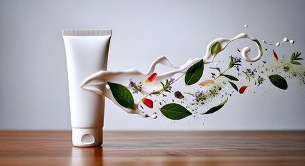 Unbranded Botanical Tube with Cascading Herbal Cream