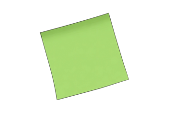 Angled, bright, chartreuse square note on black backdrop