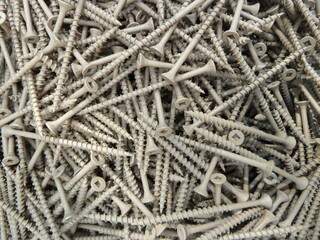 close-up of metal screws for wood construction - gros plan sur des vis métalliques pour construction bois