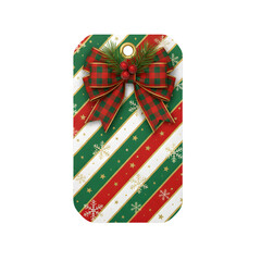 Colorful Christmas gift tags with vibrant holiday designs, festive labels with patterns and illustrations, merry seasonal decorations isolated on transparent background PNG