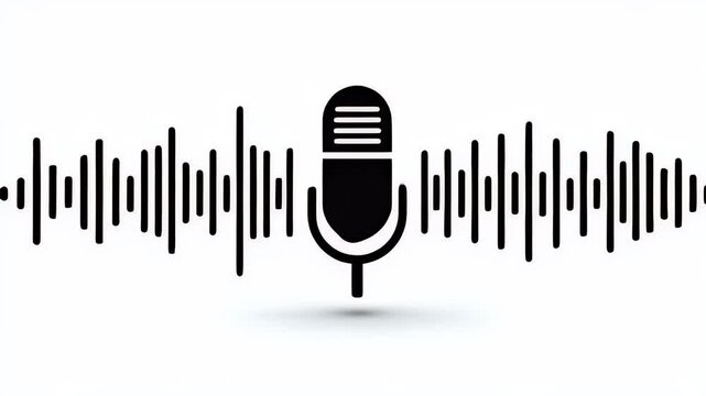 Microphone Icon Audio Recording Podcast Voice Wave Equalizer Graphic