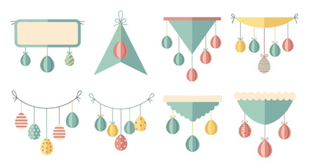 Colorful hanging decorations with paper ornaments