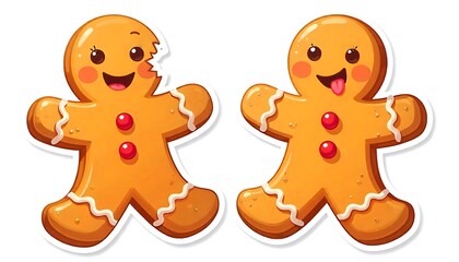Obraz premium gingerbread man on a white background, Gingerbread man cookie broken into two pieces, showing a clear separation with a transparent background, created with generative ai