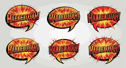 Hallelujah exclamation bubbles with dynamic burst effect