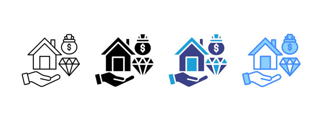 Obraz premium Assets icon set multiple style collection