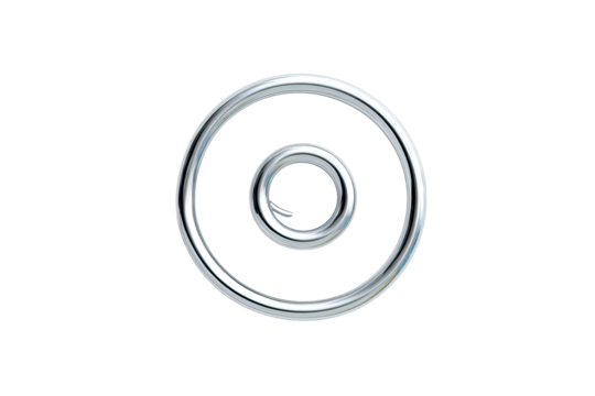 Metallic spiral nested within a shiny, larger ring