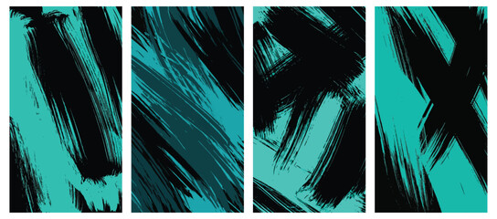 set of abstract blue brush stoke background vector wallpaper