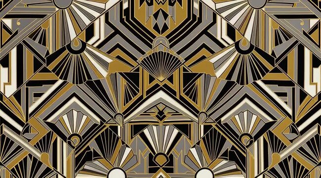 Elegant vintage art deco pattern animated background for luxury design projects