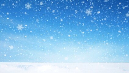 Fototapeta premium Winter Snowfall with Blue Sky Background