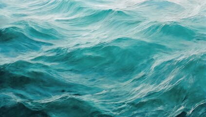 Abstract depiction of turquoise ocean waves, a watercolor effect