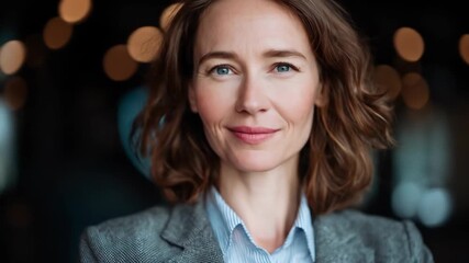 Confident professional woman smiling portrait in office setting