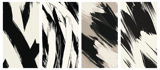 set of abstract grey brush stoke background vector wallpaper