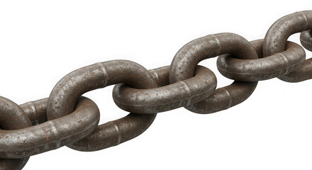Obraz premium Closeup of a rusty metal chain isolated on transparent background