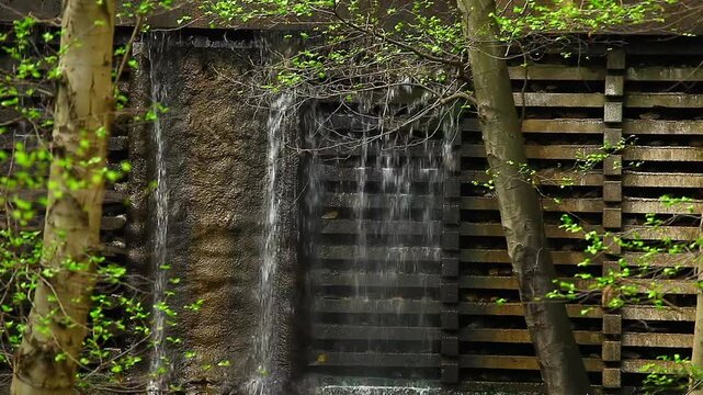  a video of a man made waterfall in the Angeles National Forest California