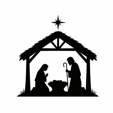 silhouette vector illustration of the birth of jesus christ