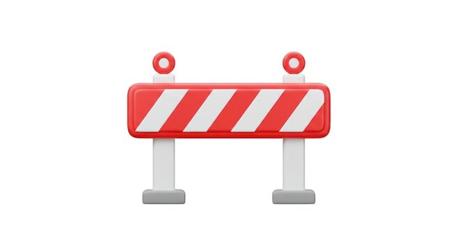 Red and White Striped Roadblock with Two Small Lights.