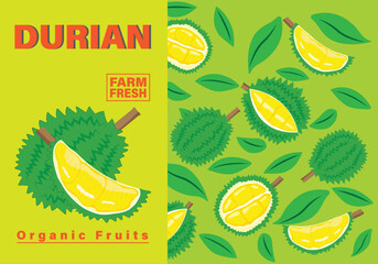 Durian packaging design templates, watercolour style vector illustration.