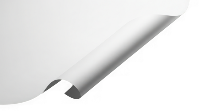 White paper sheet with curled corner isolated on transparent background - Powered by Adobe