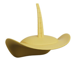 A detailed 3D traditional hat model featuring curved sides and a tall central horn shape, ideal for cultural themes, design assets, educational visuals, and creative projects.