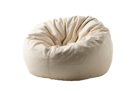 Creamy cloth beanbag, relaxed, round form, simple style