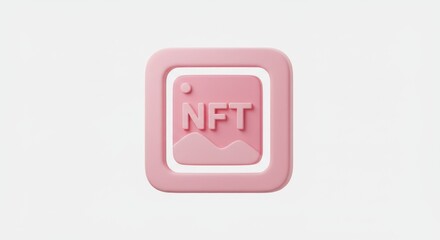 Pink NFT Icon - A Modern Digital Asset Representation on White.
