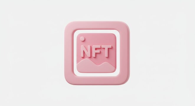 Pink NFT Icon - A Modern Digital Asset Representation on White.