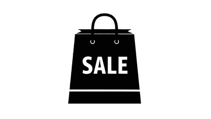 Vector illustration of black silhouette icon of a shopping bag with the word sale written on it, isolated on transparent background 