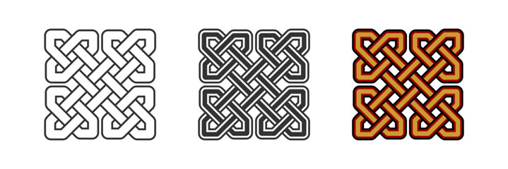 interwoven Celtic Knot Decorative Ornament Pattern Vector Illustration Set
