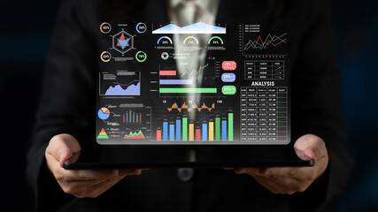 An advanced financial and business performance data dashboard. A professional interface for deep analysis of stock, product, and company metrics. Motif