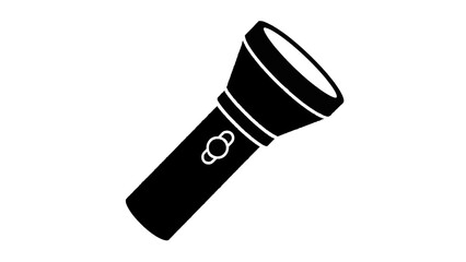 Vector illustration&nbsp;of black silhouette icon of a handheld flashlight or torch for illumination, isolated on transparent background 